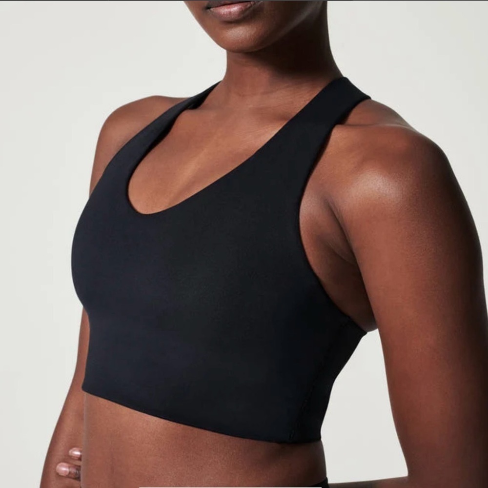 SPANX LONGLINE SPORTS BRA VERY BLACK LIKE NEW - Picture 2 of 6